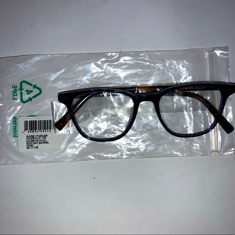 Warby parker Dawson azure crystal with oak barrel